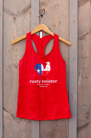 Red Rusty Rooster Tank Top