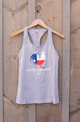 Gray Rusty Rooster Tank Top